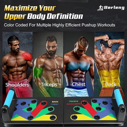 Solid Push Up Board 15 in 1 Home Workout Equipment Multi-Functional Pushup Stands System Fitness Floor Chest Muscle Exercise Professional Equipment Burn Fat Strength Training Arm Men & Women Weights