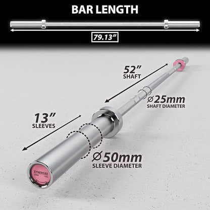 Synergee Regional Olympic 20kg Men’s and 15kg Women’s Hard Chrome & Black Phosphate Barbells. Rated 1500lbs for Weightlifting and Powerlifting.
