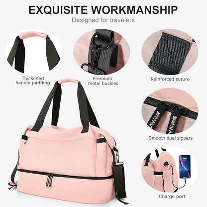 Gym Bag for Men Women, Tactical Travel Duffel bag with Removable Dividers & Shoe Compartment, Weekender Carry on Bag with Toiletry Bag, Overnight Range Bag for Workout Soccer Yoga Gym