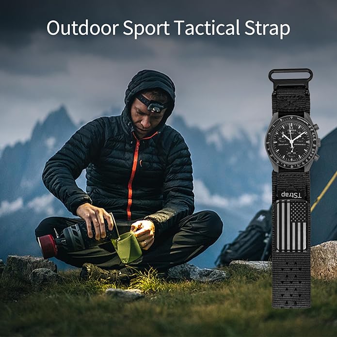 TStrap Nylon Sport Watch Band - Black Quick Release Watch Straps for Men Women - Athletic Military Smart Watch Bracelet Replacement - Correa para Reloj Hombre - 18mm 20mm 22mm