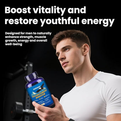 Testosterone Booster for Men with Ashwagandha, L-Arginine, Tongkat Ali, Tribulus, Natural Testosterone Supplement for Men Workout, Strength Booster, Performance and Building Muscle, 180 Capsules