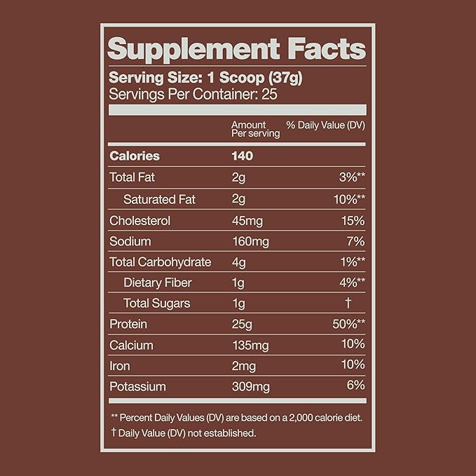 Whey Protein Powder, Chocolate Brownie, 25 Grams of Protein and Only 1 Gram of Sugar per Serving, 2 lbs, 25 Servings