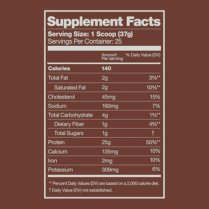 Whey Protein Powder, Chocolate Brownie, 25 Grams of Protein and Only 1 Gram of Sugar per Serving, 2 lbs, 25 Servings