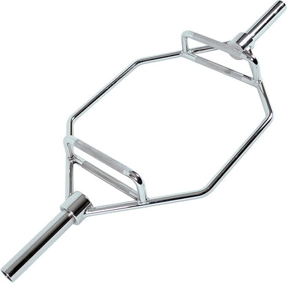 Sunny Health & Fitness Strength Training Olympic Hex Bar Barbell, High Load Capacity, Swivel Handles, Safety Clips, Knurled Handles for Deadlifts, Shoulder Presses, Shrugs, Back Rows, Weightlifting