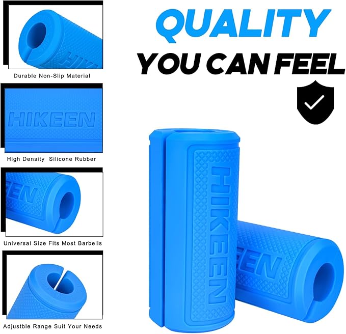 Hikeen Thick Bar Dumbbell Grips,Non Slip Hard Rubber Barbell Grips,Grips for Weight Lifting, Muscle Building-1.77", 2", 2.25" & 2.75" Outer Diameter