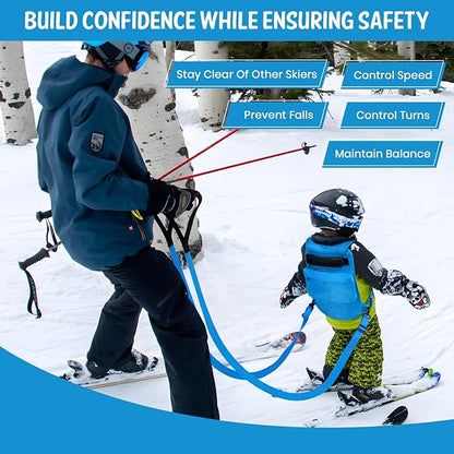 Ski Harness for Kids,Ski and Snowboard Training Harness with 2 Leashes & Backpack,Control Steer & Speed,Perfect for Beginners