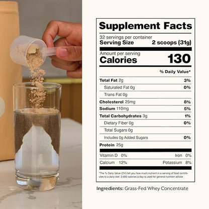 ProMix Nutrition One Ingredient Whey Protein Powder, 25g Protein per Serving, Sugar Free, Soy Free, Unflavored - 32 Servings