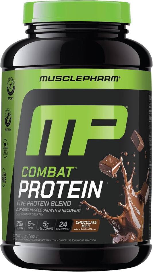 MusclePharm Combat Protein Powder, Chocolate Milk Flavor, Fuels Muscles for Productive Workouts, 5