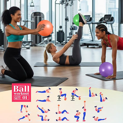 Aoriher 10 Pieces 9 Inch Exercise Pilates Ball Yoga Therapy Core Ball for Yoga Stability Barre Training Stretching Physical Posture Training Gym