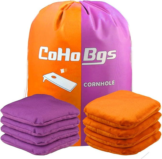 CoHoBgs Corn Hole Bags Set 8, Professional Cornhole Bags Dual-Sided Slick & Stick Resin Filled