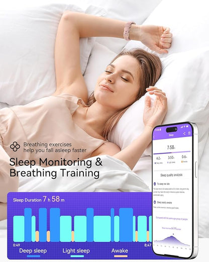 Fitness Tracker, Smart Watches for Women with 24/7 Heart Rate Monitor, Sleep Tracker, Breathing Training, 1.47" Fitness Watches for Women with 24 Sports Modes, Activity Tracker as Gift (4 Bands)