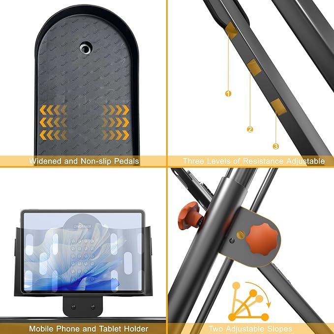 Stair Stepper for Home Gym, Folding Cardio Exercise Climber with Adjustable Resistance and Pedals, Vertical Climber Machine for Full Body Workout with Extended Step Range