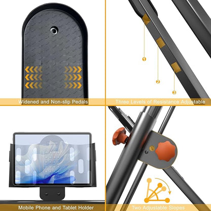 Stair Stepper for Home Gym, Folding Cardio Exercise Climber with Adjustable Resistance and Pedals, Vertical Climber Machine for Full Body Workout with Extended Step Range