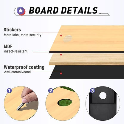 4x2 Ft Cornhole Boards Set, Premium Regulation Size Cornhole Boards with 8 All-Weather Bean Bags, Carrying Case and Scoreboard