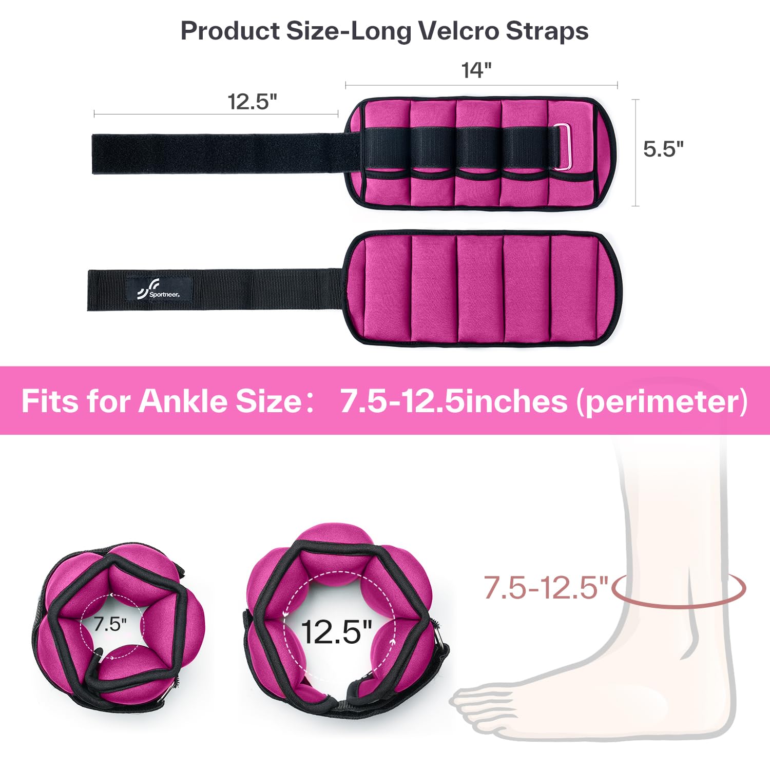 Sportneer Adjustable Ankle Weights, 2-10 lb per Pair, Removable Weights