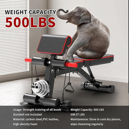 Adjustable Weight Bench,Utility Workout Bench Foldable Incline Decline Benches for Home Gym Full Body Workout,Load 600LBS
