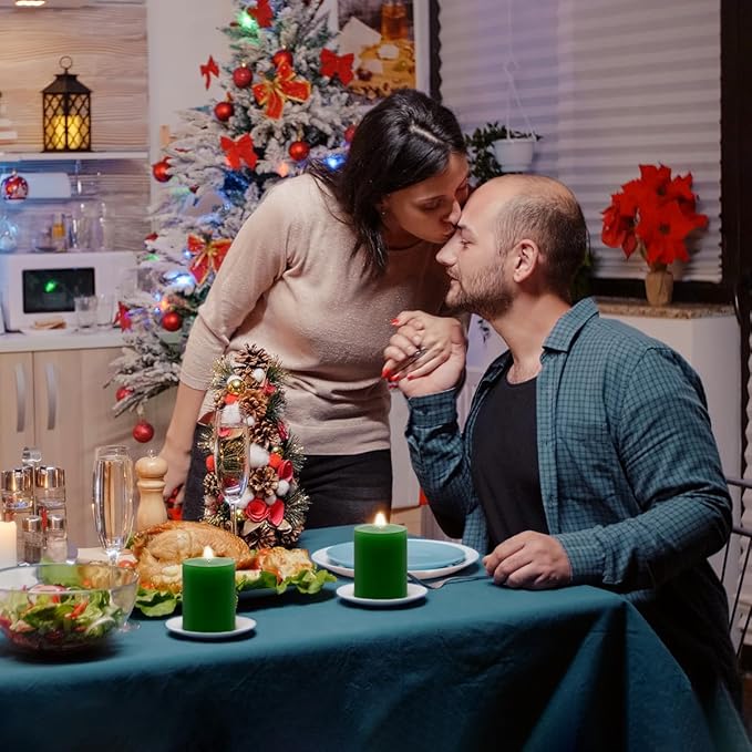 6 Packs 2.75x4 Inch Green Pillar Candles, Unscented Dripless Cylinder Wax Colored Candles for Home Table Holiday Party Spa Decor Emergency Power Outage