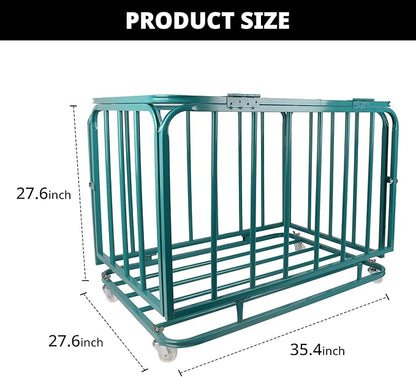 Sports Equipment Organizer Foldable Mental Sports Ball Storage Cart with Lid and Wheels Rolling Ball Cart for Gym, School, Indoor and Outdoor