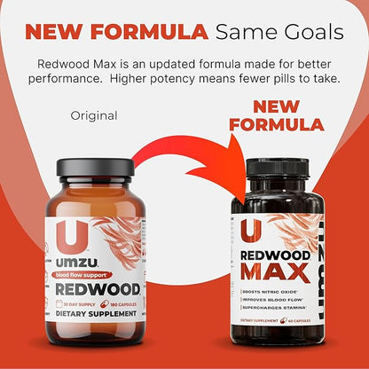 UMZU Redwood Max Nitric Oxide Booster, 1-Month Supply ??Advanced Nitric Oxide Supplement with Fitnox Blend, Pine Bark, Resveratrol & Tart Cherry ??Promotes Healthy Circulation, Energy and Recovery