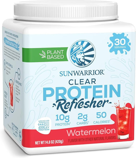 Sunwarrior Clear Protein Powder Plant-Based Water Mix, Vegan and Refreshing Protein and Hydration Supplement 10g Per Serving Watermelon Flavored 420g Tub 30 Servings