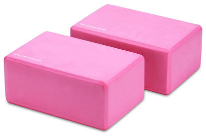 Fitvids Set of 2 High Density Yoga Blocks, 9"x6"x4" Each, Pair (Pink)