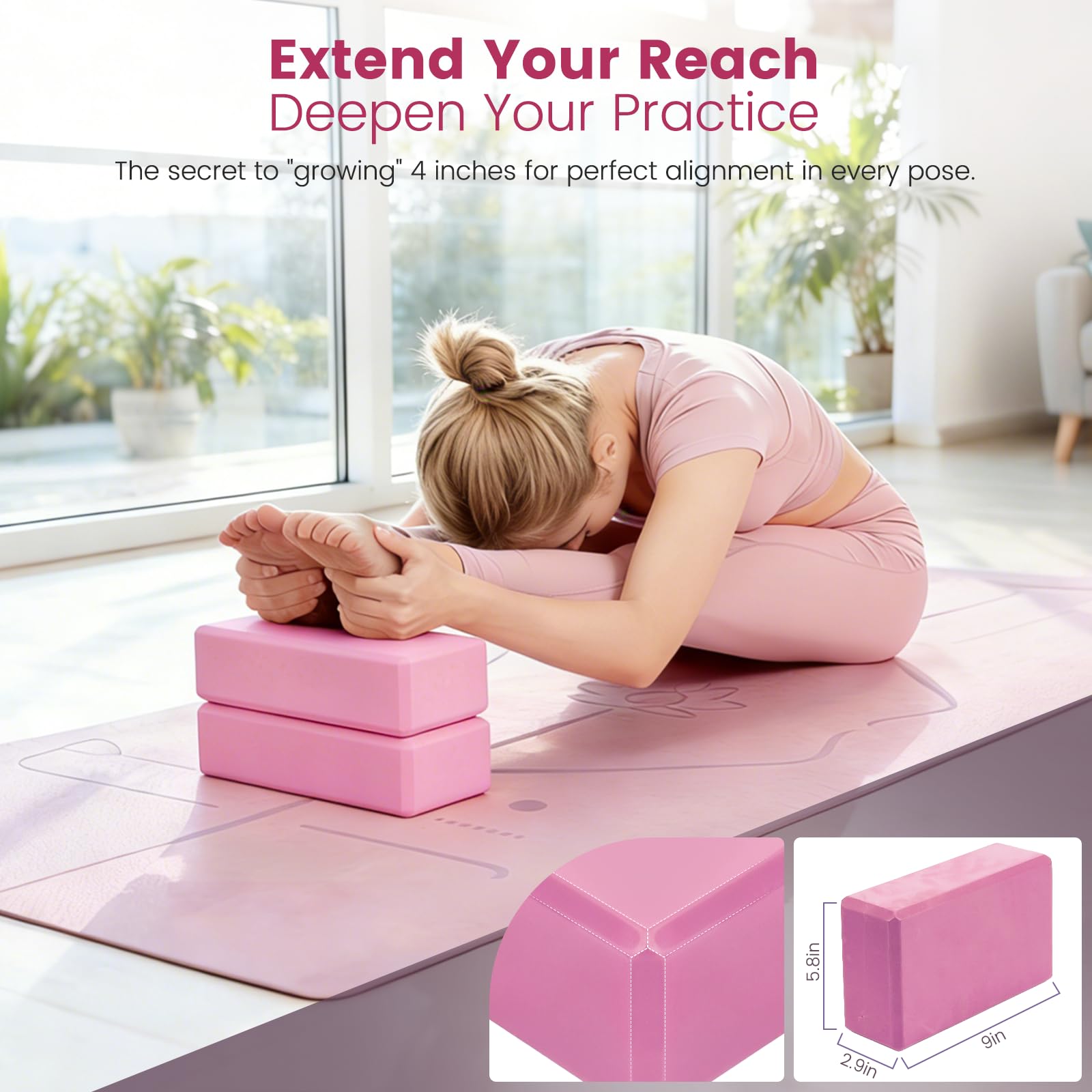 Foldable Yoga Mat and Blocks Set for Women with 2 Pack Yoga Blocks and Strap,Thin Non Slip Pilates