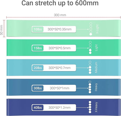 TechStone Resistance Bands Set for Men and Women, Pack of 5 Different Levels Elastic Band for Home Gym Long Exercise Workout – Great Fitness Equipment for Training, Yoga – Free Carrying Bag