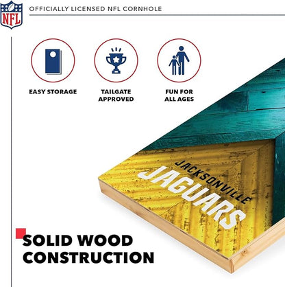 NFL Football 2' x 4' Regulation Size Solid Wood Cornhole Set with Direct Print HD Team Graphics Great Gift for Any Football Fan! Bean Bag Toss Family Outdoor Game
