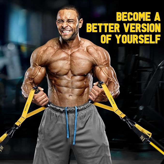 WALITO Resistance Bands Set - Exercise Bands with Handles, Door Anchor, Legs Ankle Straps, for Heavy Resistance Training, Physical Therapy, Muscle Training, Yoga, Home Workouts, Gym Equipment