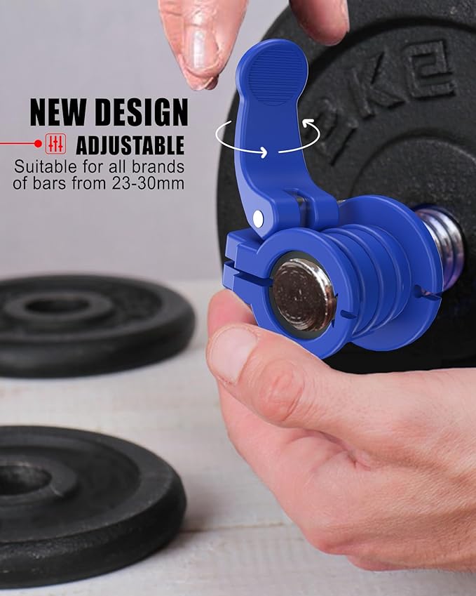 Barbell Clips 1 Inch Quick Release Weight Clamps 0.9-1.18inch Multi-Size Adjustable Olympic Clamps for Bars