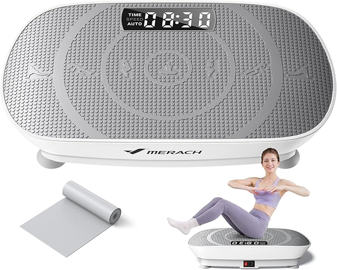 MERACH Vibration Plate Exercise Machine, Whole Body Workout Equipment for Women, Bluetooth and Silicone Pedal, Vibration Plate with Auto Mode, Vibrate Fitness Platform for Home