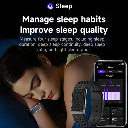 Smart Health Wristband, Fitness & Activity Tracker, One-Touch Measurement Function, Measuring Heart Rate, Sleep, Stress Health Data, 120+ Exercise Modes, Wearable Health Tracker with GPS