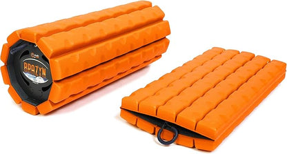 Morph Foam Roller (Bravo-Orange): Collapsible Travel Foam Roller for Back Pain Relief, Workout Muscle Recovery, Back Massager, Deep Tissue Leg Massage, Back Cracker, Stretcher; Small, Portable