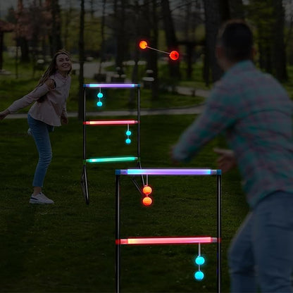Sosation Light up Ladder Ball Set 6 Glow in The Dark Ball 2 LED Ladder Toss Outdoor Lawn Toss Game with Bag for Indoor Lawn Camping Beach Backyard Games