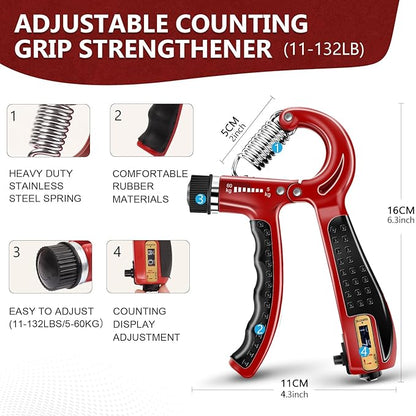 13 PCS Grip Strength Trainer Kit, Hand Gripper Strengthener, Forearm Strengthener, Finger Strengthener, Finger Exerciser, Stress Relief Ball, Forearm Workout Ring for Muscle Building and Injury Recover