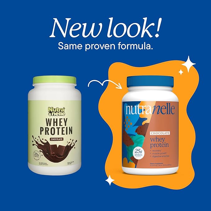 Nutranelle - Chocolate Whey Protein Powder ??25 g of Whey Isolate & Concentrate per Serving with Digestive Enzymes for Muscle Growth & Recovery ??Zero Added Sugar Protein Shake Powder