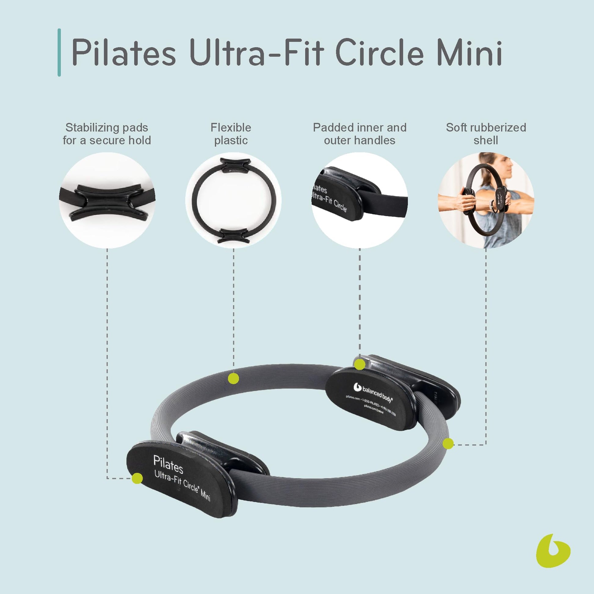 Pilates Ring, Ultra-Fit Circle Mini, Balanced Body Fitness Ring, 12 in