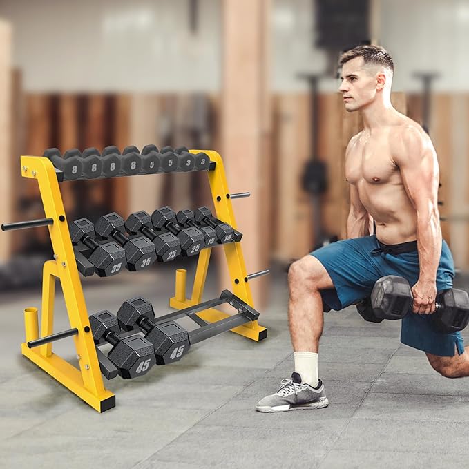 "Kipika Heavy Duty 3 Tier Dumbbell Rack Multifunctional, Weight Rack for Dumbbells, Home Gym Equipment, Suitable for Storage of Dumbbell, Kettle Bell, Barbell Plate, Barbell Bar"