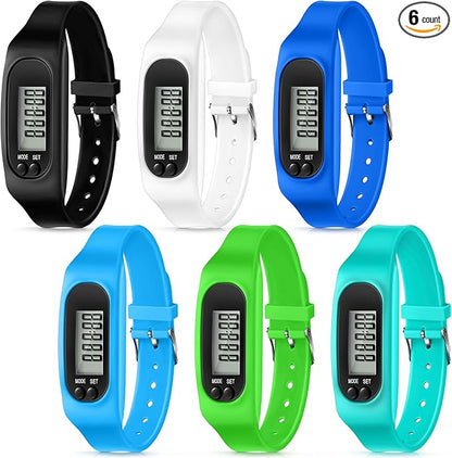 Geyoga 24 Pcs Pedometer for Walking Steps and Miles Pedometer Watch Silicone Steps Tracker Running Bracelet Ankle Step Counter for Calorie Burning and Step Counting