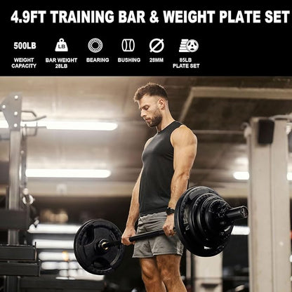 LIONSCOOL Premium 4ft/4.9ft/6ft Barbell for Strength Training and Olympic Weightlifting, 2 Inch Bar for Squats, Curls, Deadlifts, Presses, Hip Thrusts, 350lbs/500lbs/700lbs Weight Capacity