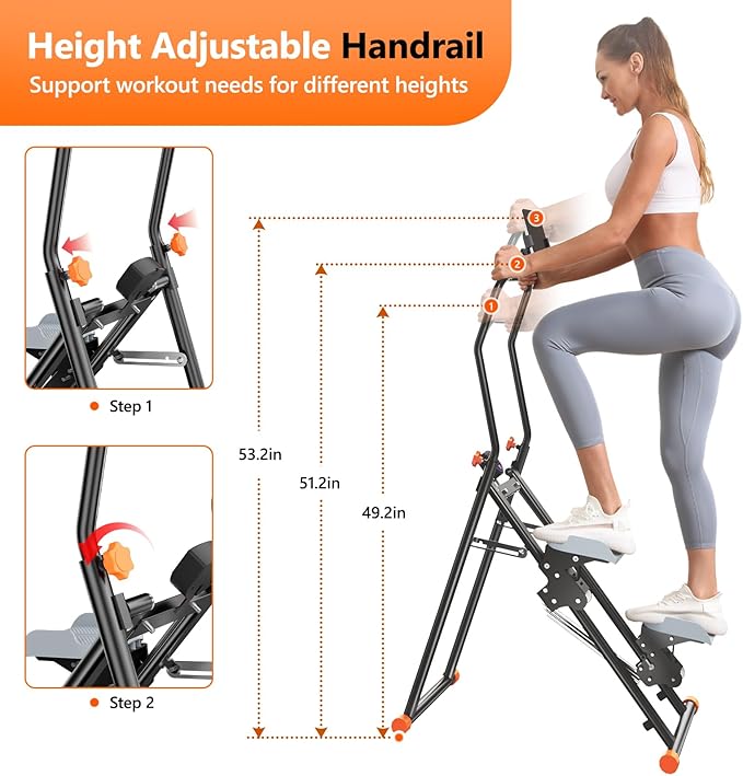 Stair Stepper with Adjustable Resistance for Home Cardio Workout,Upgraded Vertical Climber Machine Full-Body Workout,Compact Folding Exercise Climber, Adjustable Handlebar & Pedals