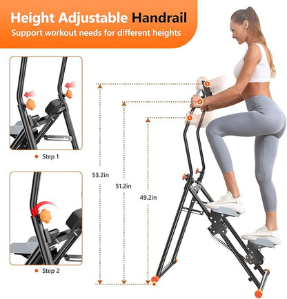 Stair Stepper with Adjustable Resistance for Home Cardio Workout,Upgraded Vertical Climber Machine Full-Body Workout,Compact Folding Exercise Climber, Adjustable Handlebar & Pedals