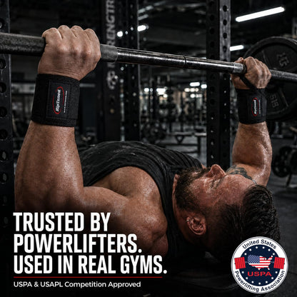 Rip Toned Wrist Wraps for Weightlifting - USPA & USAPL Approved - Stiff or Flex - 18" Gym Wrist