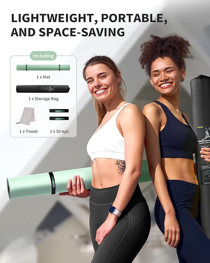 CAMBIVO Large Yoga Mat (6'x 4'), Extra Wide Workout Mat for Men and Women, Yoga Mat Thick 1/3 &1/4 Exercise Mats for Home Workout, Yoga, Pilates (Black,1/4 inch)