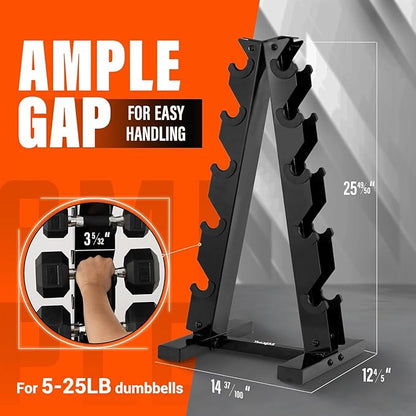 YES4ALL Dumbbell Rack Stand Only, 5 Tier A Frame Weight Rack for Dumbbells