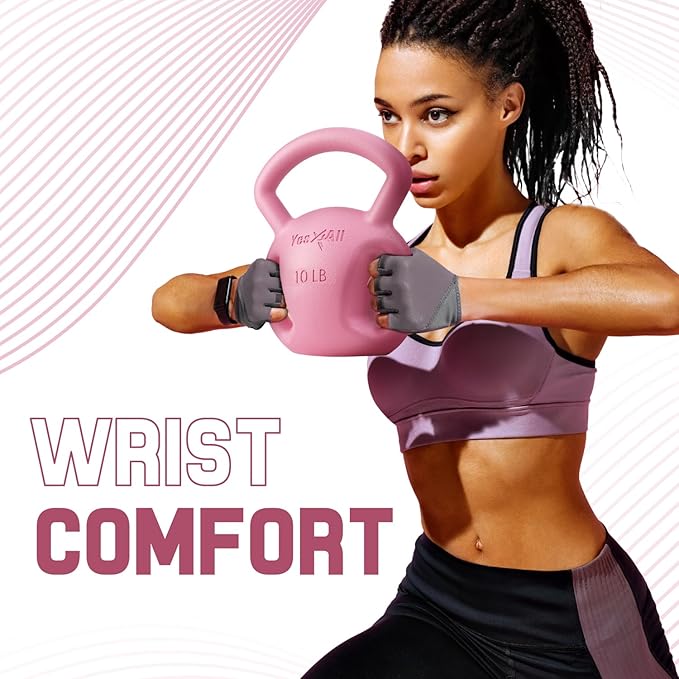 Yes4All Kettlebell, Strength Training Kettlebells for Women, Wide Multi-grip Textured Handle for Home Gym Exercises & Full Body Workout, Single 5–25 lb & Set of 10-15 lb