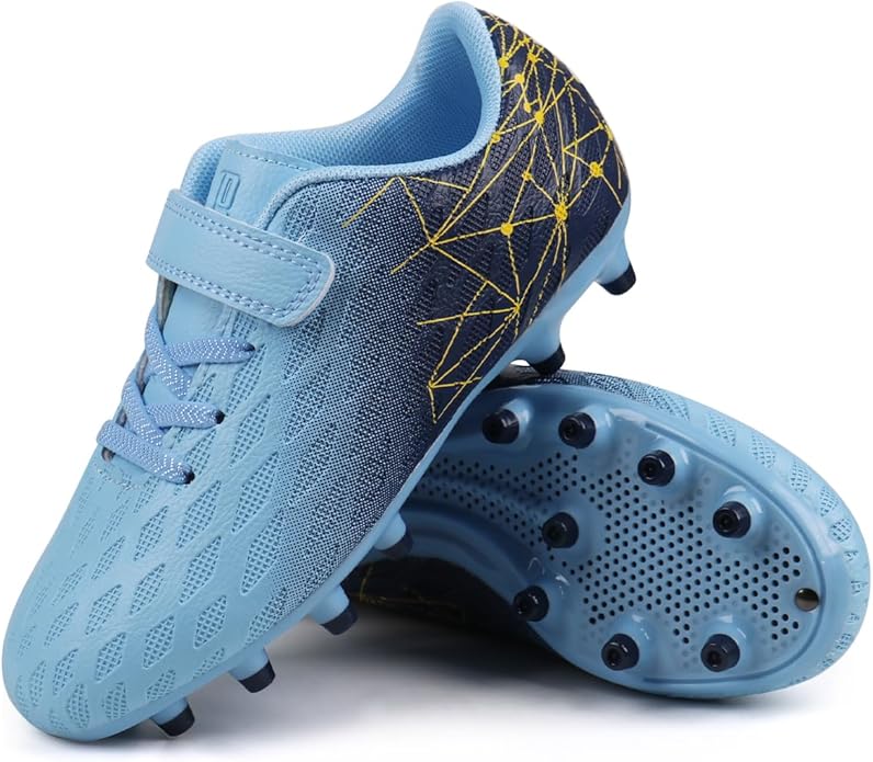 brooman Kids Firm Ground Soccer Cleats Boys Girls Athletic Outdoor Football Shoes