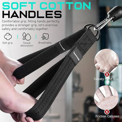 Tricep Rope Cable Attachment Handles for Gym, 13inch Exercise Handles, Tricep Pull Down Attachments Rope for Pilates, Yoga, Strength Trainer, Physical Therapy, Stretch, Recovery