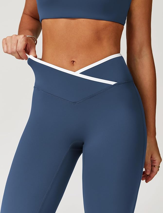 ABOCIW Workout Sets for Women 2 Piece Color Block Strappy Sports Bra High Waist Leggings Gym Yoga Pilates Outfits