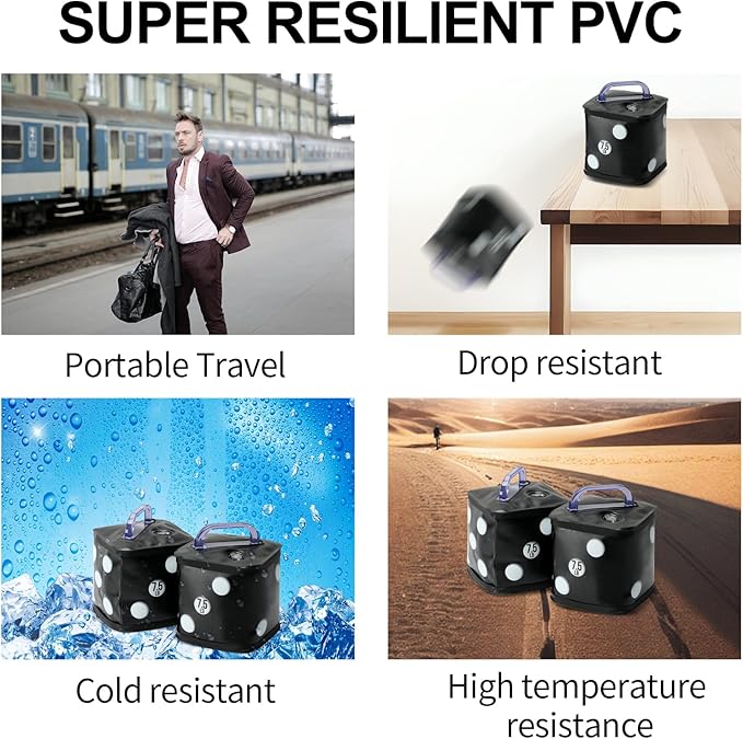 Travel Dumbbells, Water Filled Dumbbells Set, Fitness Exercise Dice 15/20 lbs, Portable Fitness Equipment, Fun for Strength Training, Core Training